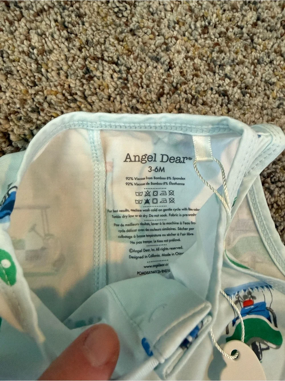 NWT Angel Dear Baby Blue Golf Carts Print Sleeveless Shortie Romper — Size 3/6 M